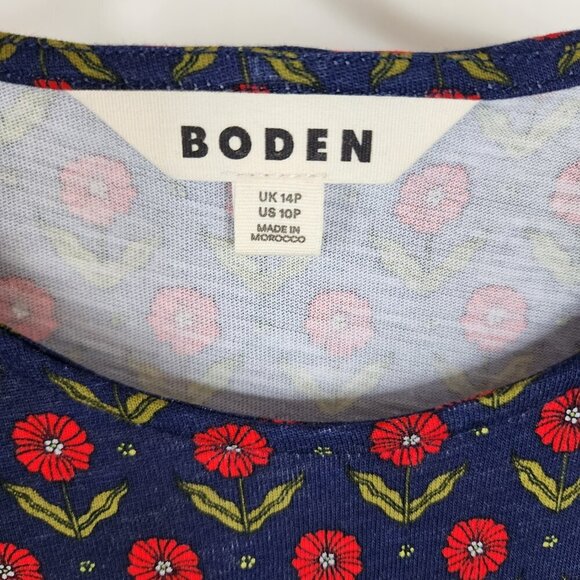 Boden Penelope Jersey Long Sleeve Dress Navy Daisy Foliage Size 10 Petite - Picture 14 of 16